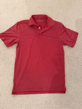 Vineyard Vines red stripe on the go polo